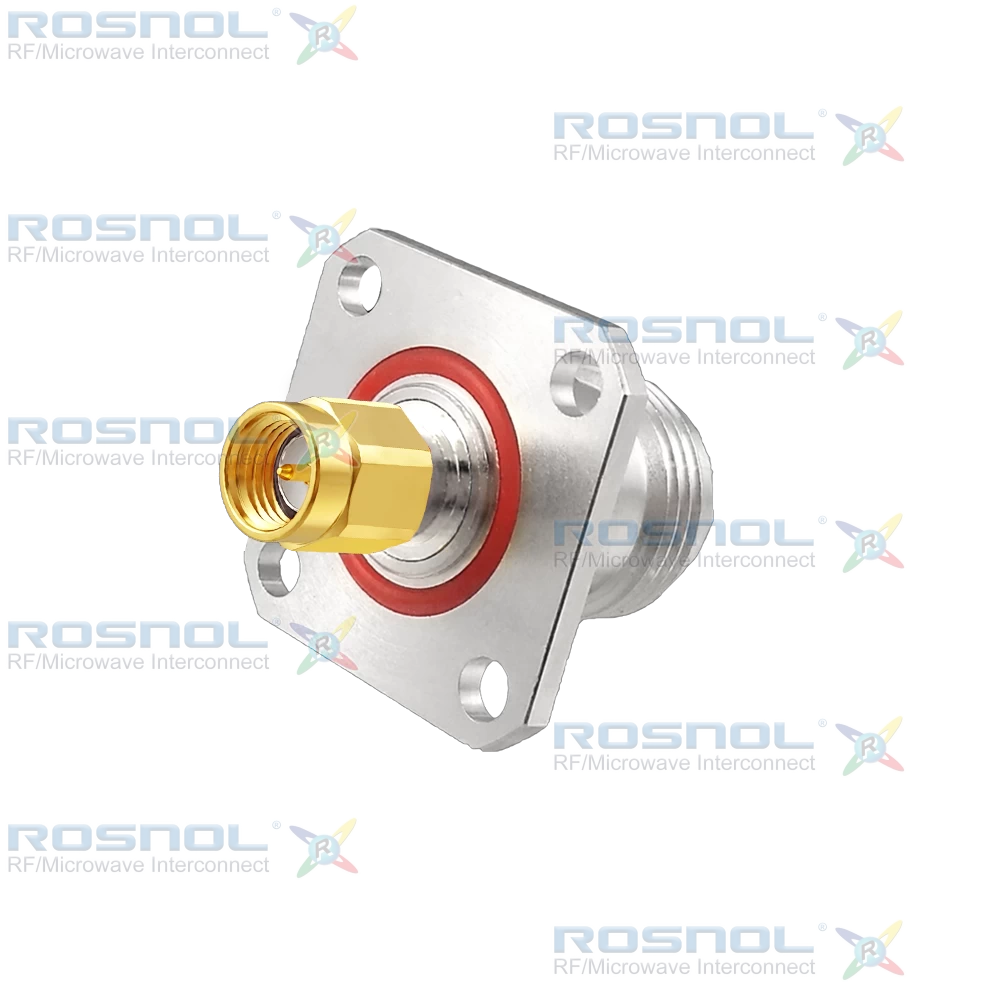 SMA Plug (Male) to N Jack (Female) 4 Hole Flange Adapter, DC-11GHz VSWR 1.15
