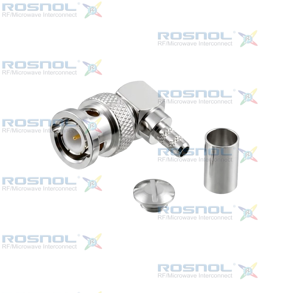 BNC Plug (Male) Right Angle Cable Connector for LMR-240, BELDEN 7808A, BELDEN 9258, DC-4GHz