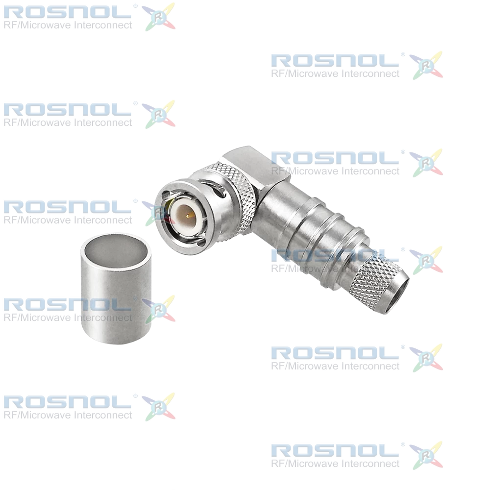 BNC Plug (Male) Right Angle Cable Connector for LMR 400, Belden 7810A, Belden 8214, Belden 9913, DC-4GHz VSWR1.30