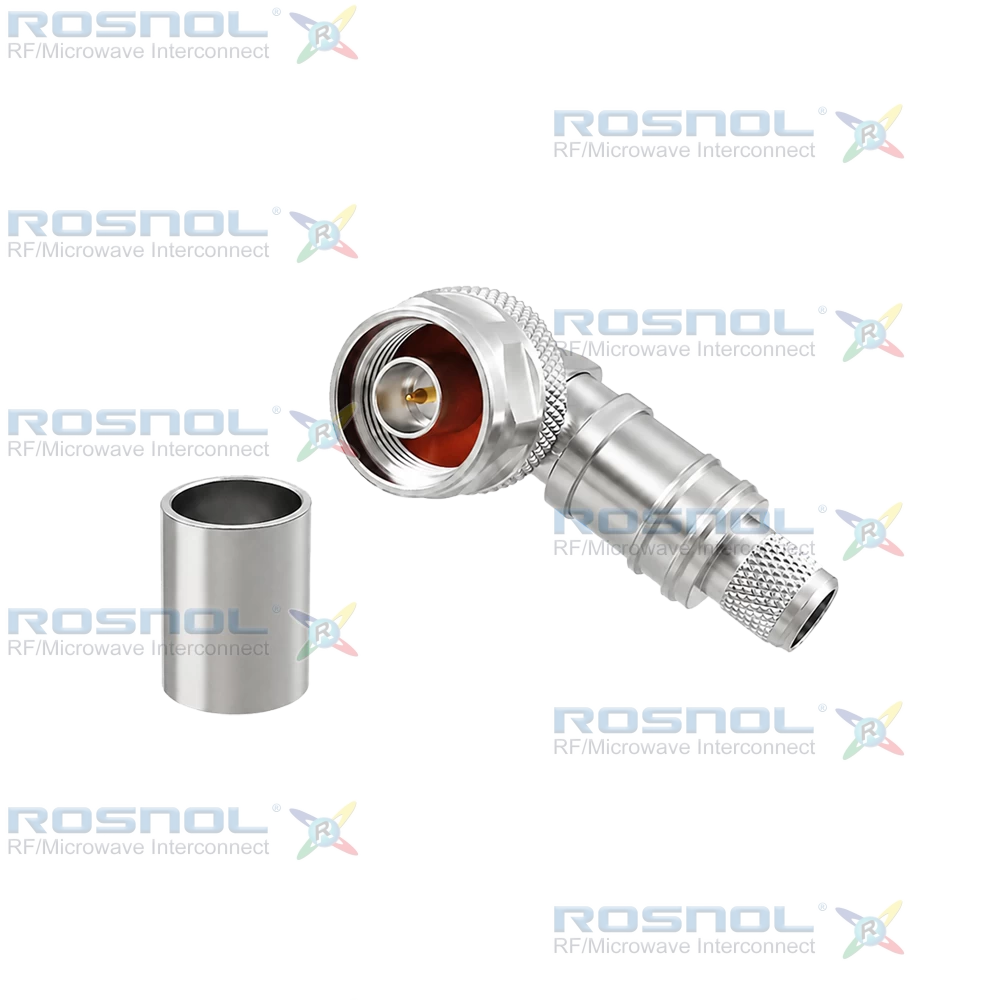 N Plug (Male) Right-Angle Cable Connector for LMR 400, RNL-400, BELDEN 7810A, BELDEN 8214, BELDEN 9913, DC - 8GHz VSWR 1.30