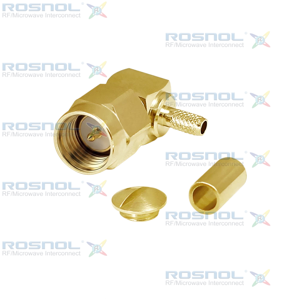 SMA Plug (Male) Right Angle Cable Connector for RG-316/U, RG-174/U, RG-188/U, DC-6 GHz VSWR 1.35