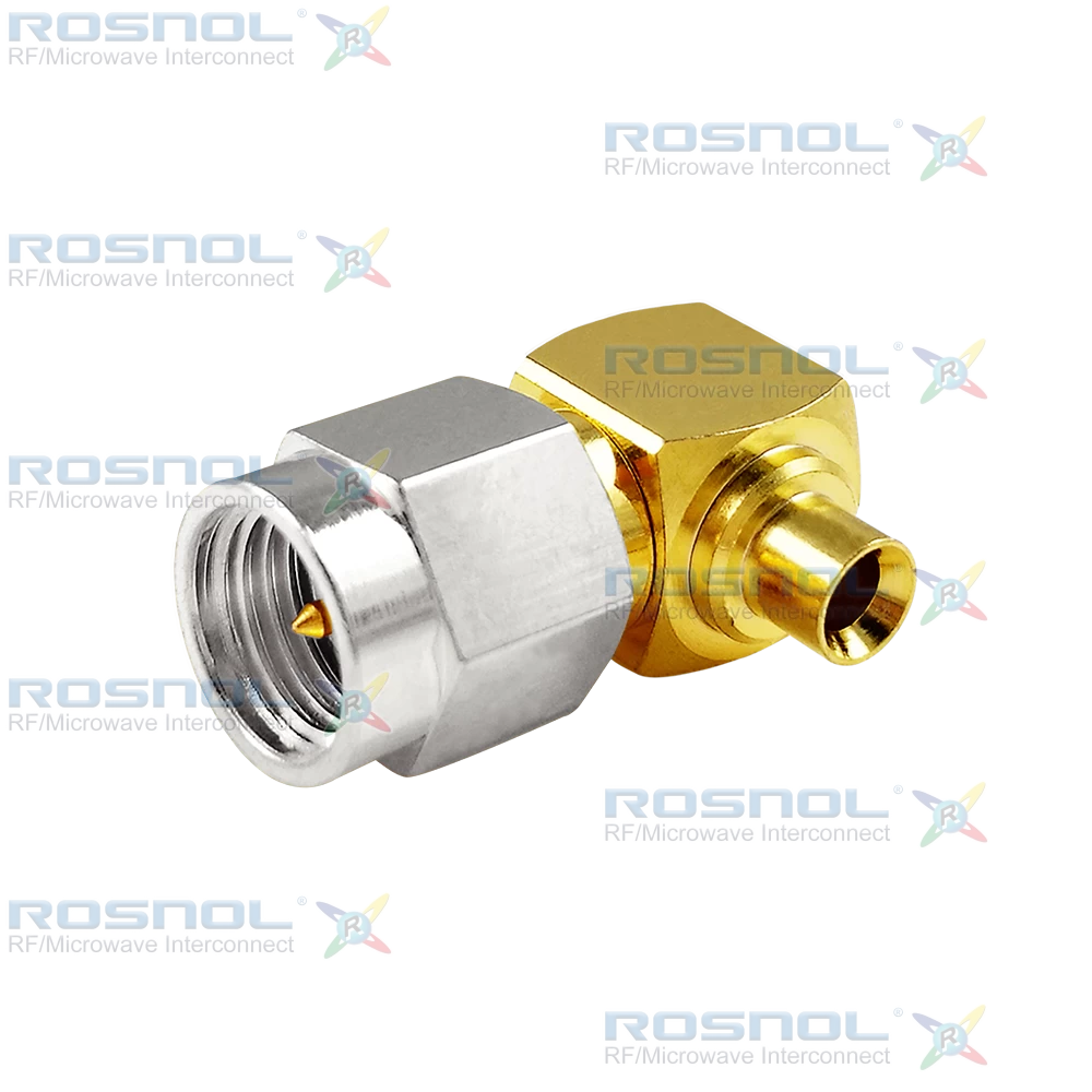 SMA Plug (Male) Right-Angle Cable Connector for RSR-085, RSF-085, RSF-085-FEP, UT-85, RG-405/U, EF-405, RTK- FS 085, RTK- Flex 405, BELDEN 1671A, DC-12.4GHz VSWR1.17