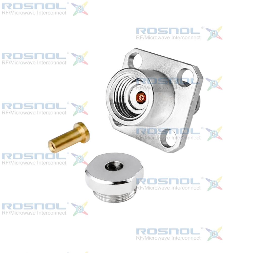 Precision SMA Jack (Female) 4 Hole Panel Cable Connector for SR-047, SF-047, RSF-047-PVC, RSF-047-FEP, DC -26.5GHz VSWR 1.30