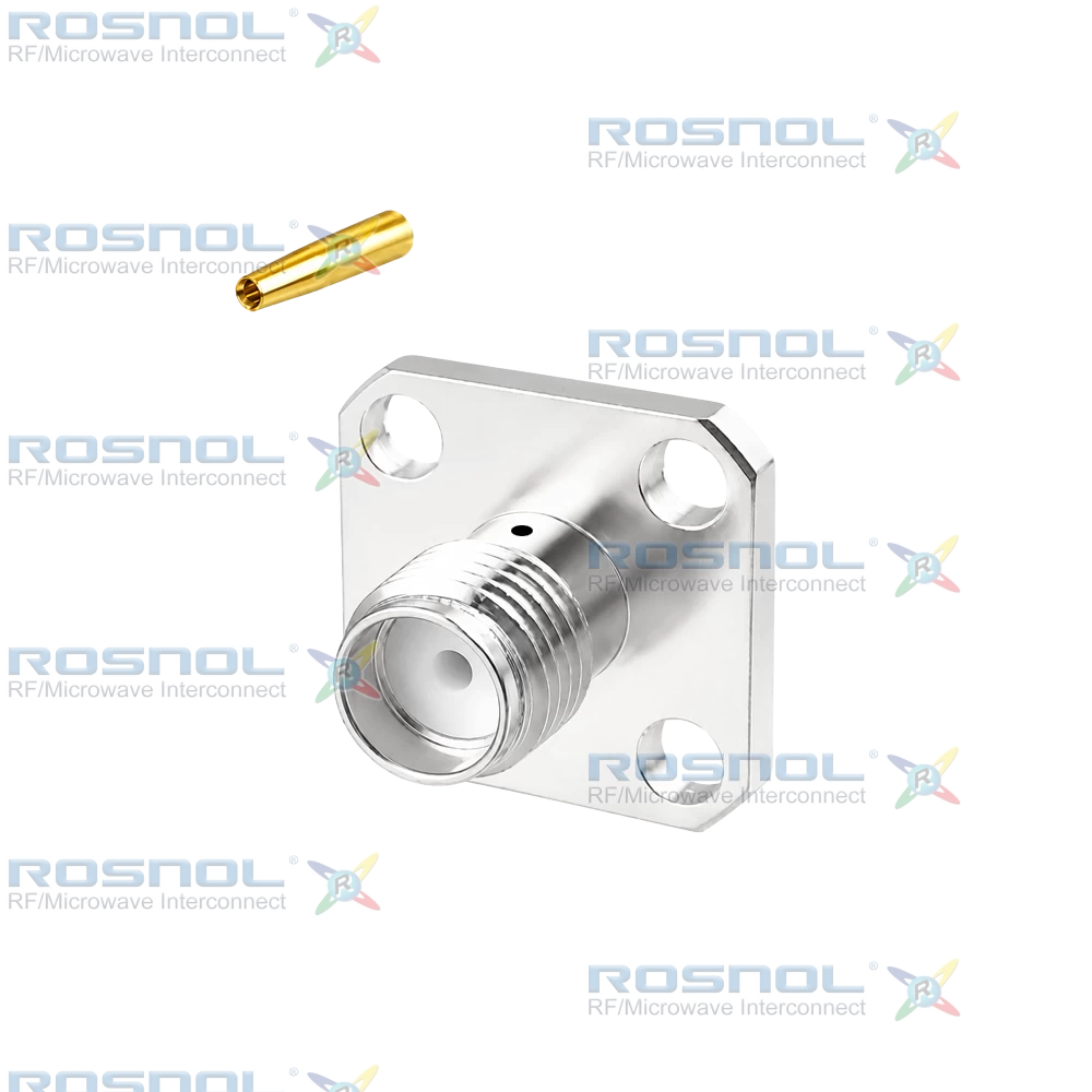 SMA Jack (Female) 4 Hole Panel Cable Connector for RSR-085, RSF-085, RSF-085-FEP, UT-85, RG-405/U, RTK- FS 085, RTK- Flex 405, BELDEN 1671A, DC-18GHz VSWR 1.25
