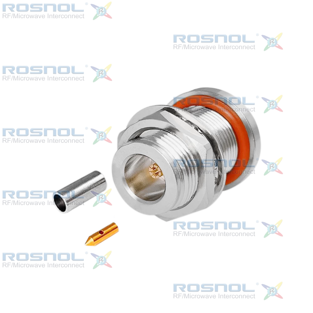 N Jack (Female) Straight Bulkhead Cable Connector for RG-58, RG-58A, RG-58C, RG-141, RG-303, BELDEN 7806A, BELDEN 9907, LMR-195, RNL-195, DC -6GHz VSWR 1.15