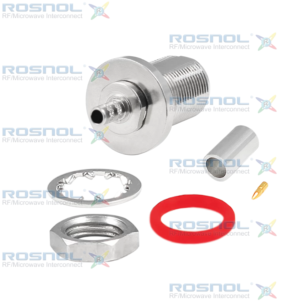 N Jack (Female) Straight Bulkhead Cable Connector for RG-58, RG-58A, RG-58C, RG-141, RG-303, BELDEN 7806A, BELDEN 9907, LMR-195, RNL-195, DC -6GHz VSWR 1.15