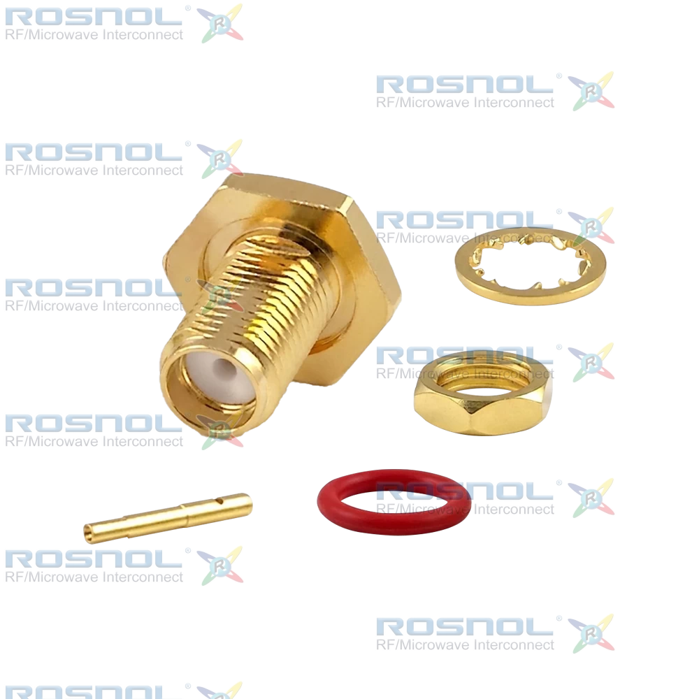 SMA Jack (Female) Straight Bulkhead Cable Connector for RSR-085, RSF-085, RSF-085-FEP, UT-85, RG-405/U, RTK- FS 085, RTK- Flex 405, BELDEN 1671A, DC-18GHz VSWR 1.25