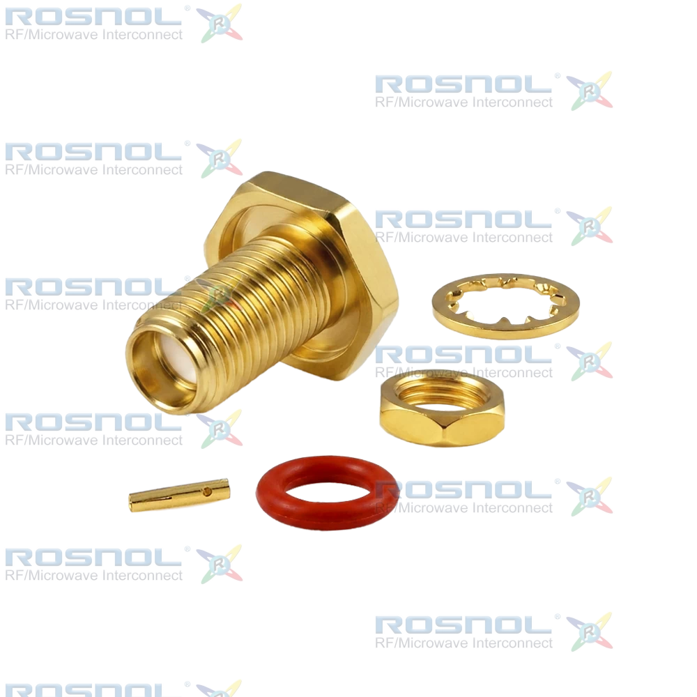 SMA Jack (Female) Straight Bulkhead Cable Connector for RSR-141, RSF-141, RSF-141-FEP, RSF-141-PVC, RG-402, EF-402, BELDEN 1673A , BELDEN 1673J, DC-18GHz VSWR1.25