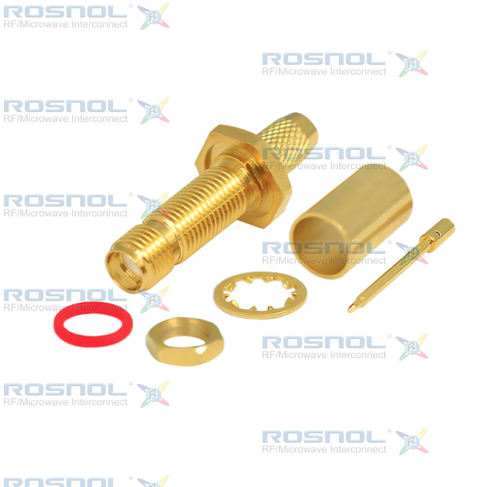 SMA R/P Jack (Female) Straight Bulkhead Cable Connector for LMR-240, BELDEN 7808A, BELDEN 9258, Belden H155, RNL-240, DC-6 GHz VSWR 1.30