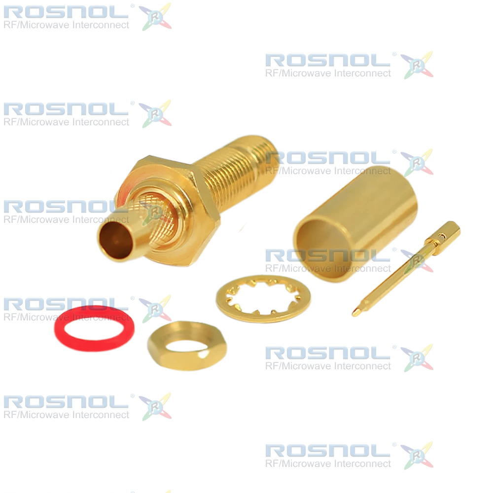 SMA R/P Jack (Female) Straight Bulkhead Cable Connector for LMR-240, BELDEN 7808A, BELDEN 9258, Belden H155, RNL-240, DC-6 GHz VSWR 1.30