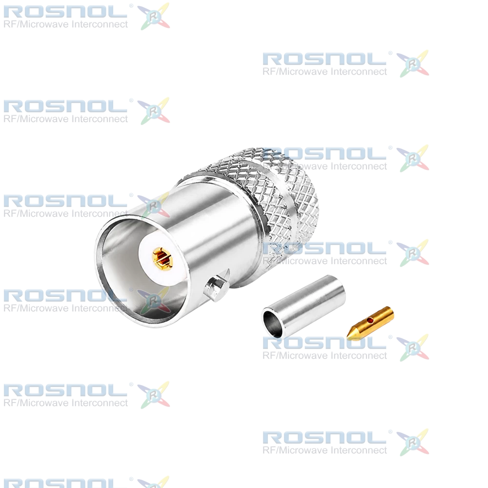 BNC Jack (Female) Straight Cable Connector for RG-178, RG-196A, DC- 4 GHz VSWR 1.17
