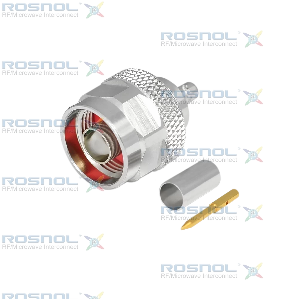 N Plug (Male) Straight Cable Connector for RG-58, RG-141, LMR-195, RNL-195, DC-6 GHz VSWR 1.3