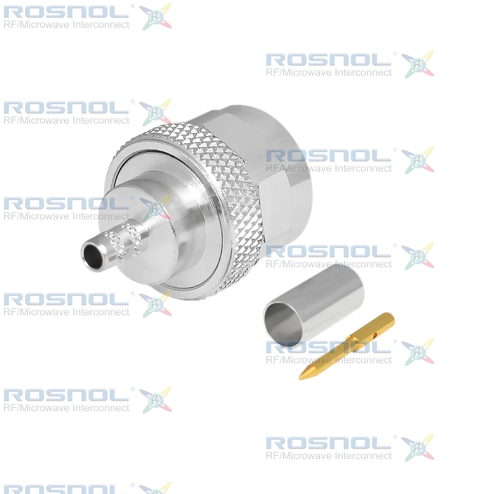 N Plug (Male) Straight Cable Connector for RG-58, RG-141, LMR-195, RNL-195, DC-6 GHz VSWR 1.3