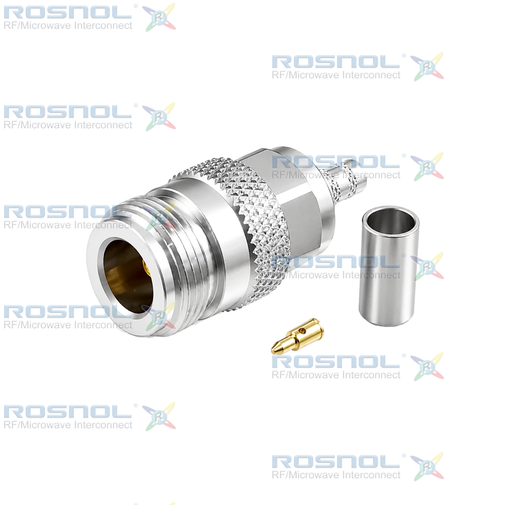N Jack (Female) Straight Cable Connector for RG-55, RG-142, RG-223, RG-400, DC-6GHz VSWR 1.15
