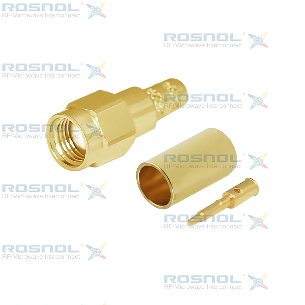 SMA Plug (Male) Straight Cable Connector for RG-58, RG-58A, RG-58C, RG-141, RG-303, BELDEN 7806A, BELDEN 9907, LMR-195, RNL-195, DC-6GHz VSWR 1.20