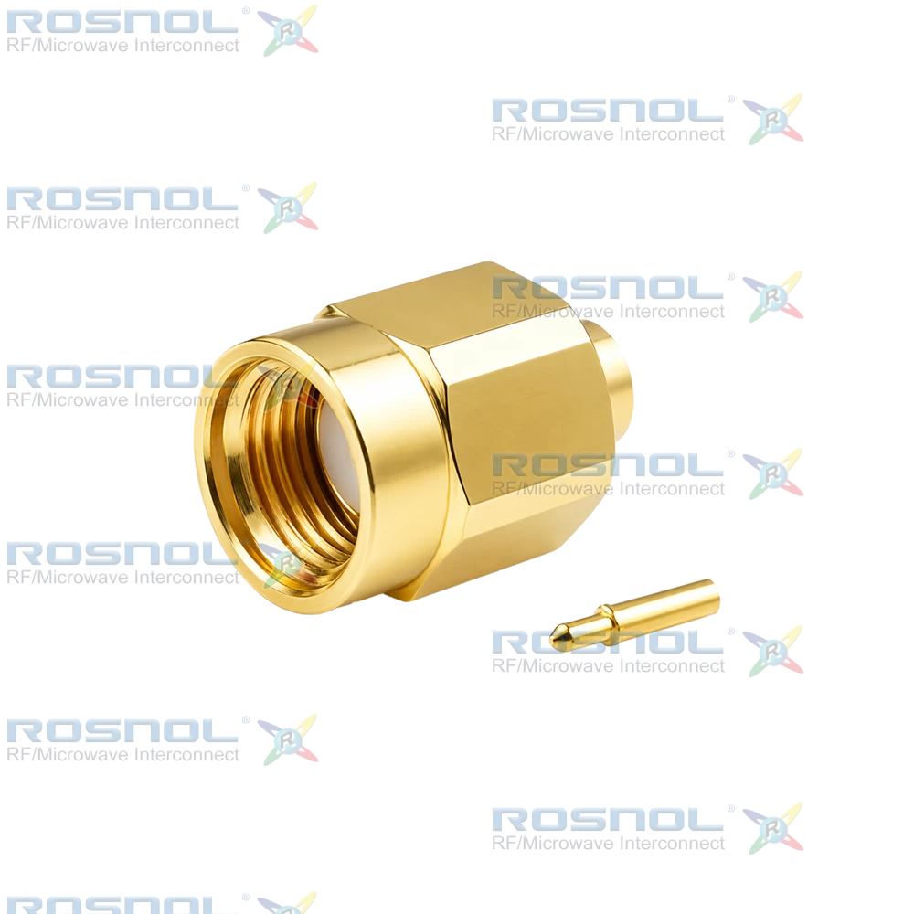 SMA Plug (Male) Straight Cable Connector for .085, .086, RG-405; Rosnol RSR-085, RSF-085, EF-405, DC-18GHz VSWR1.20