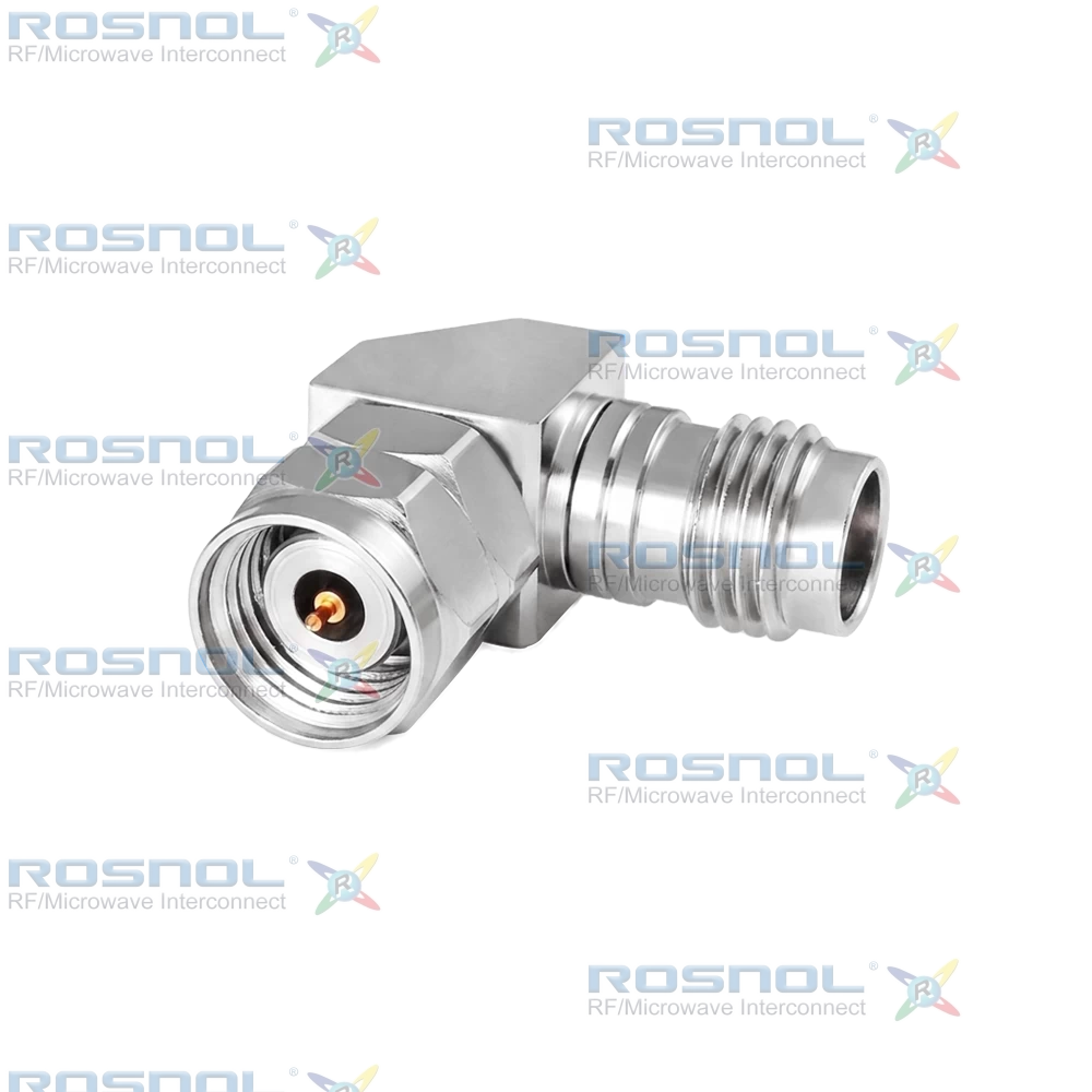 2.4mm Plug (Male) to 2.4mm Jack (Female) Mitered Right Angle Adapter, DC-50GHz VSWR 1.35