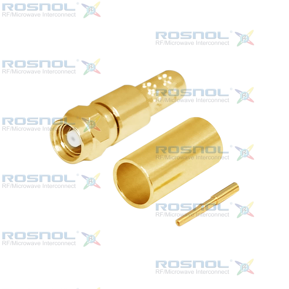 SMC Plug (Male) Straight Cable connector for RG-58, RG-58A, RG-58C, RG-141, RG-303, BELDEN 7806A, BELDEN 9907, LMR-195, RNL-195, DC-6GHz VSWR1.22