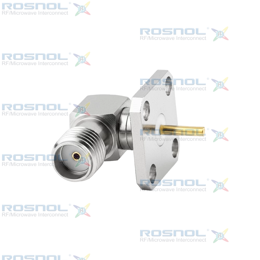 SMA Jack (Female) Right Angle Connector 4 Hole Flange, 8.64mm (.340 inch) DC-18GHz VSWR1.30