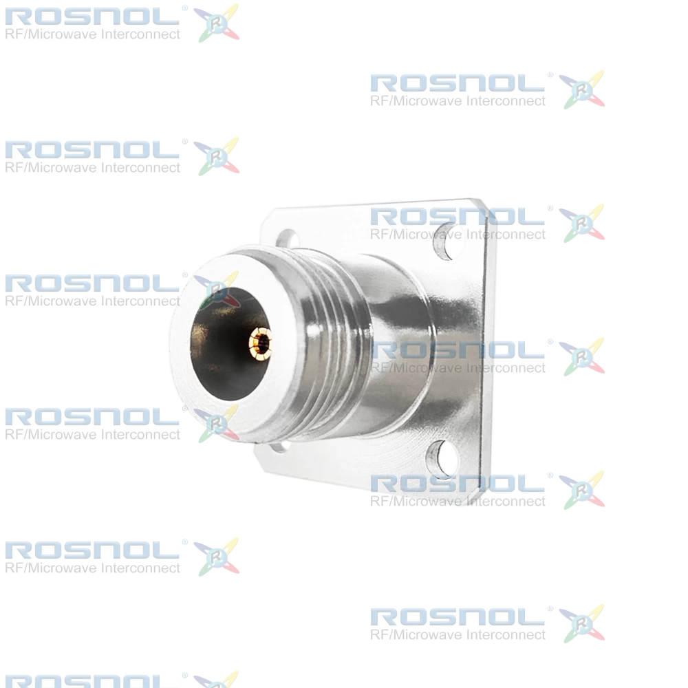 Precision N Jack (Female) Panel Connector 4 Hole Flange, 18.25mm (.719 in), DC-18GHz VSWR 1.25