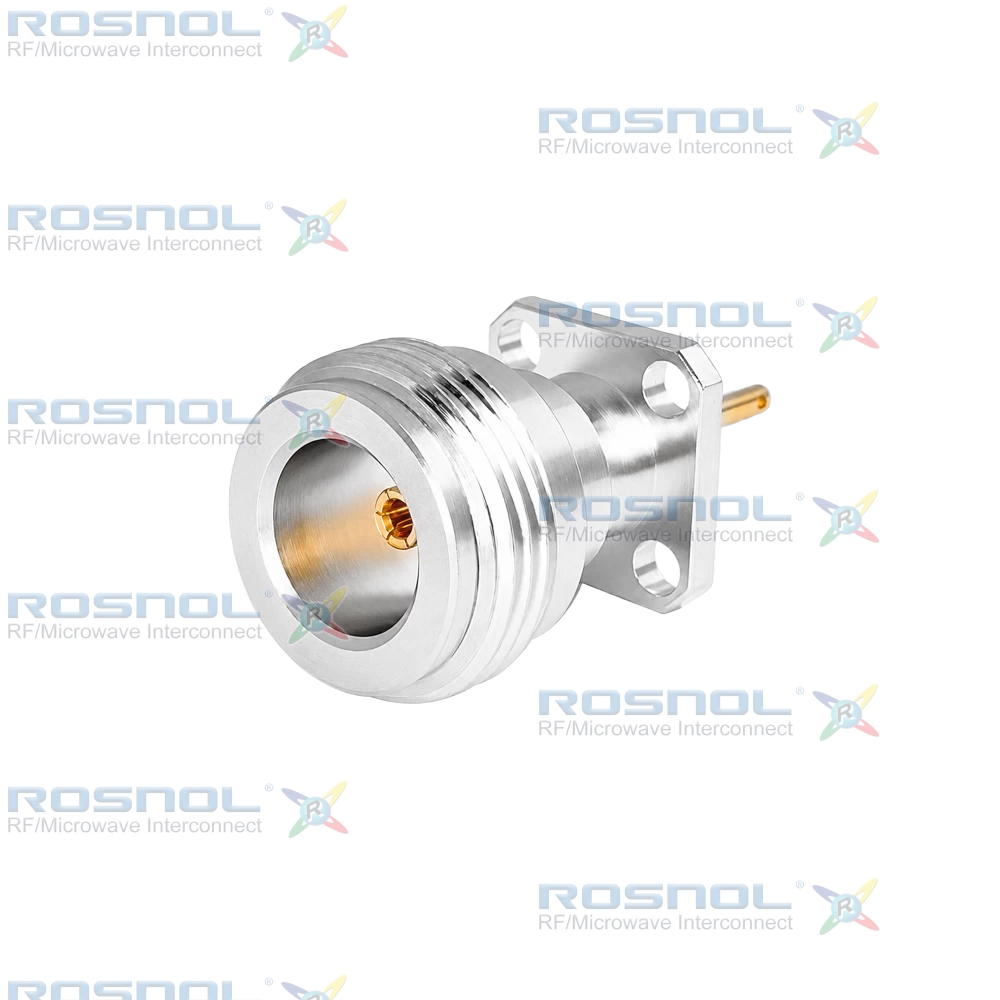 N Jack (Female) Straight Connector 4 Hole Flange, 8.64mm (.340 inch  DC-5GHz VSWR1.10