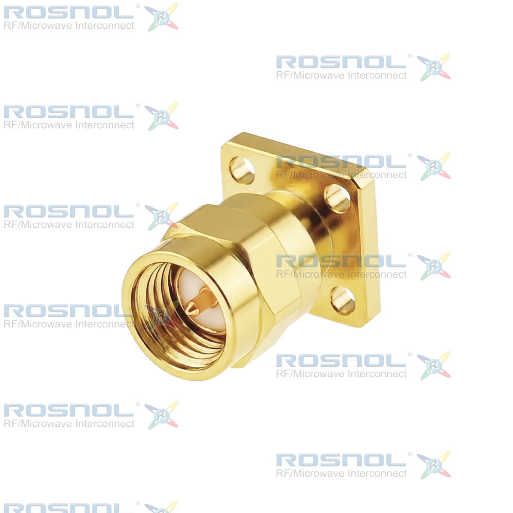 SMA Plug (Male) Straight Connector 4 Hole Flange, 6.35mm (.250 inch) DC-18GHz VSWR1.30