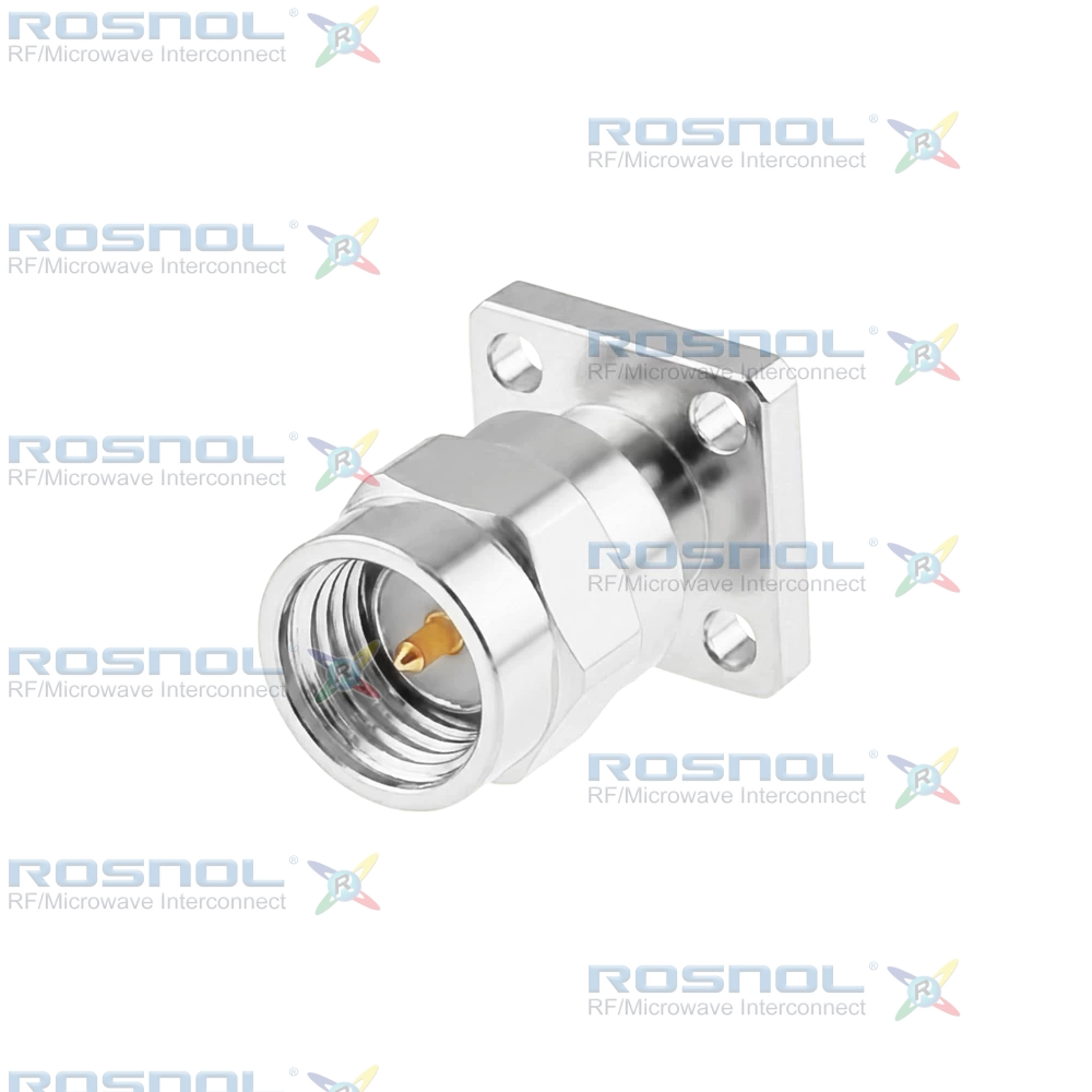 SMA Plug (Male) Straight Connector 4 Hole Flange, 6.35mm (.250 inch) DC-18GHz VSWR1.30