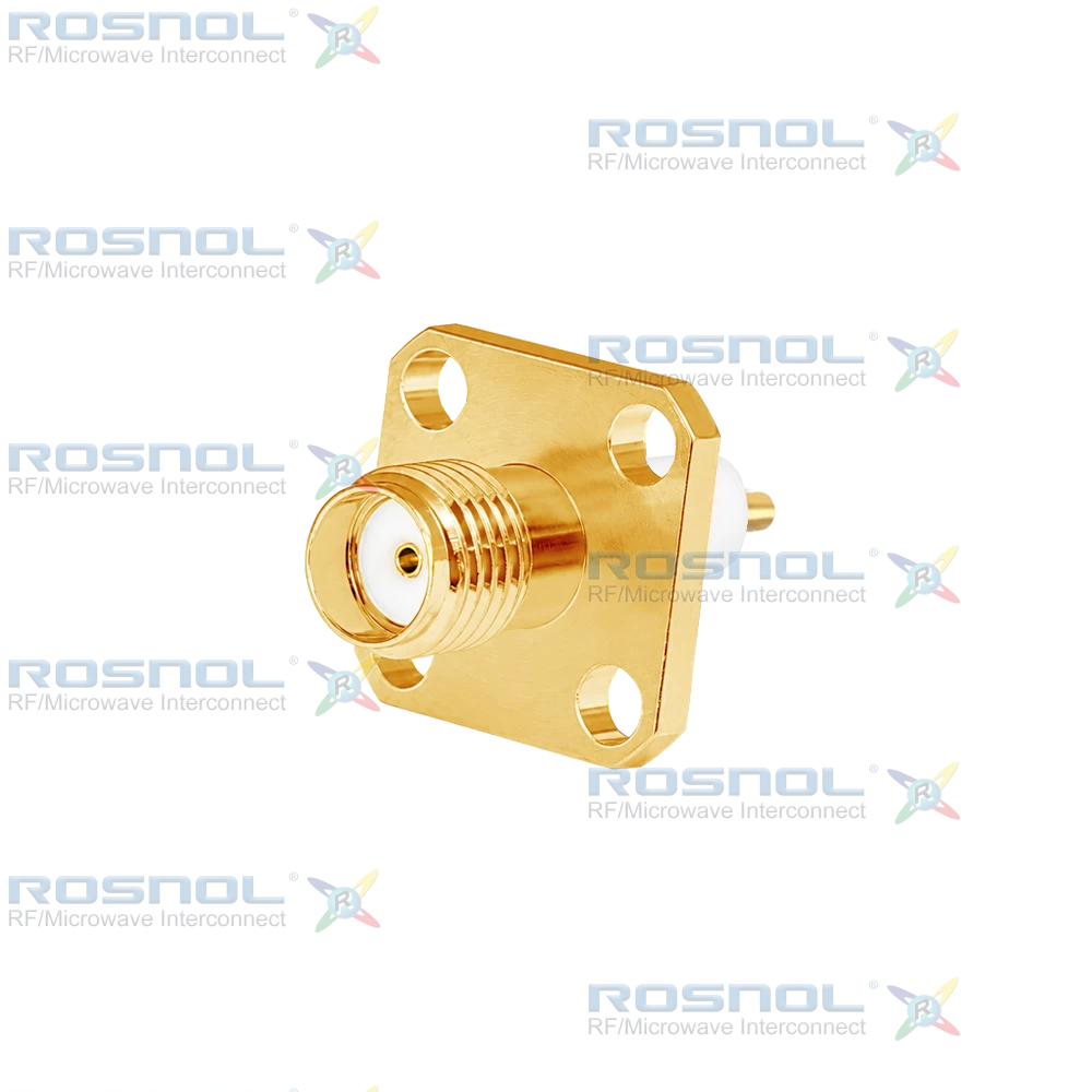 SMA Jack (Female) Straight Connector 4 Hole Flange, Hermetic sealed Stub Terminal, 8.64mm (.340 inch) DC-18GHz VSWR1.30