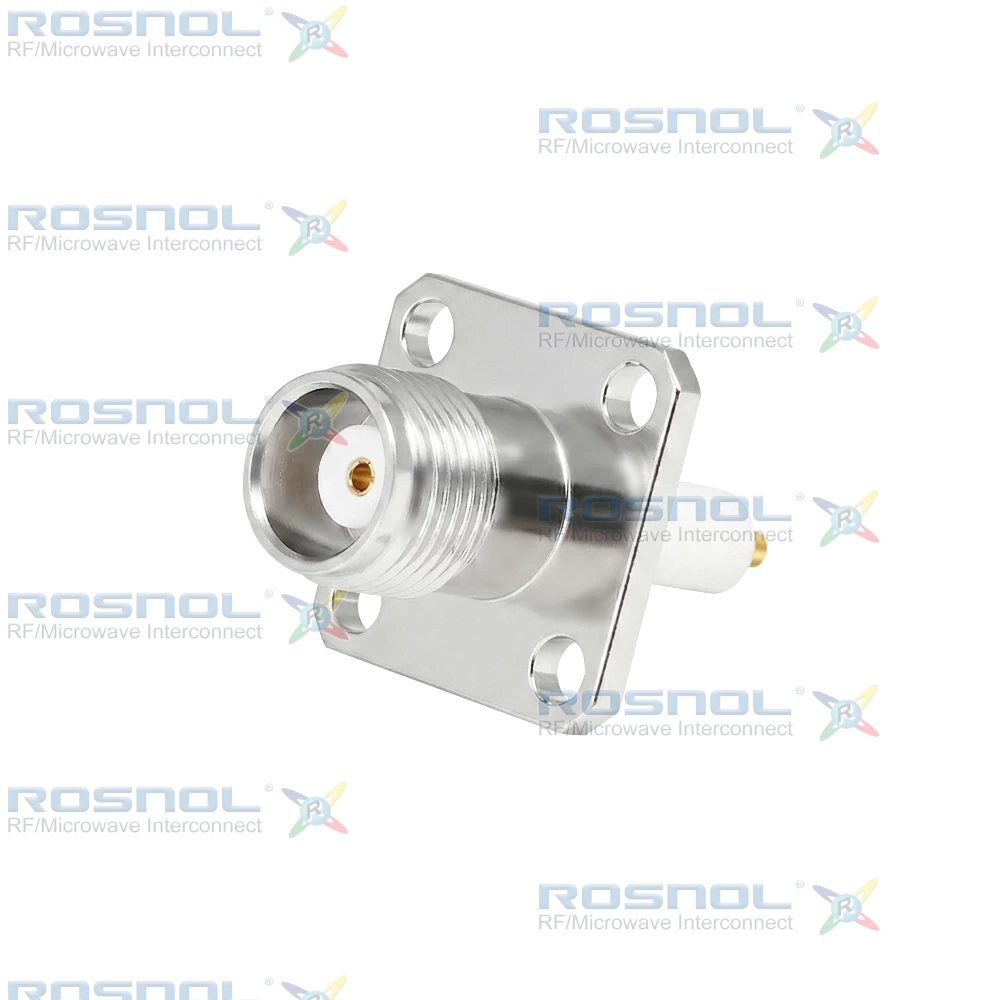 TNC Jack (female) Straight Connector 4 Hole Flange, 12.7mm (.500 inch)  DC-4 GHz VSWR1.09