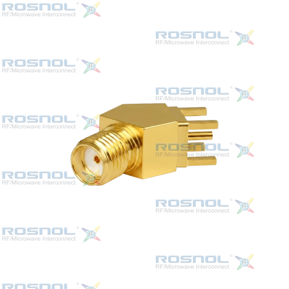 SMA Jack (Female) PCB Through Hole 45 Degrees Connector, DC-18GHz VSWR1.25