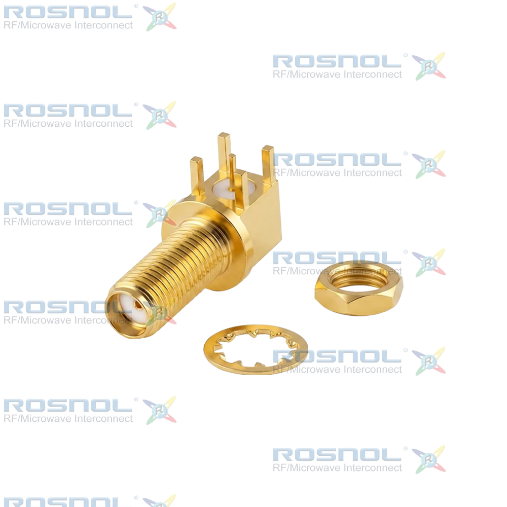 SMA Jack (Female) PCB Through Hole Right Angle For Bulkhead Connector, DC-18GHz VSWR1.25