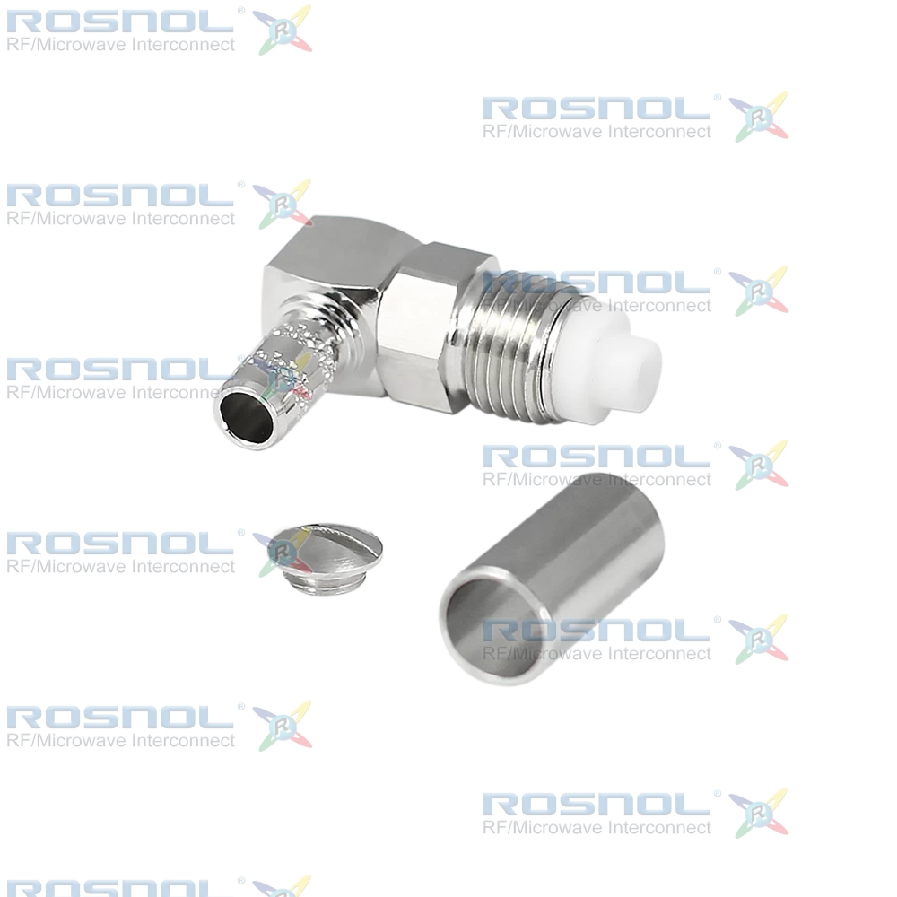 FME Jack (Female) Right-Angle Cable Connector for RG-223, RG-55, RG-142, RG-400, DC -2.5 GHz