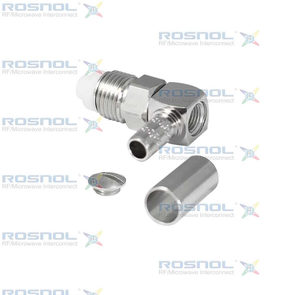 FME Jack (Female) Right-Angle Cable Connector for RG-58C, RG-303, LMR-195, RNL-195, DC -2.5 GHz