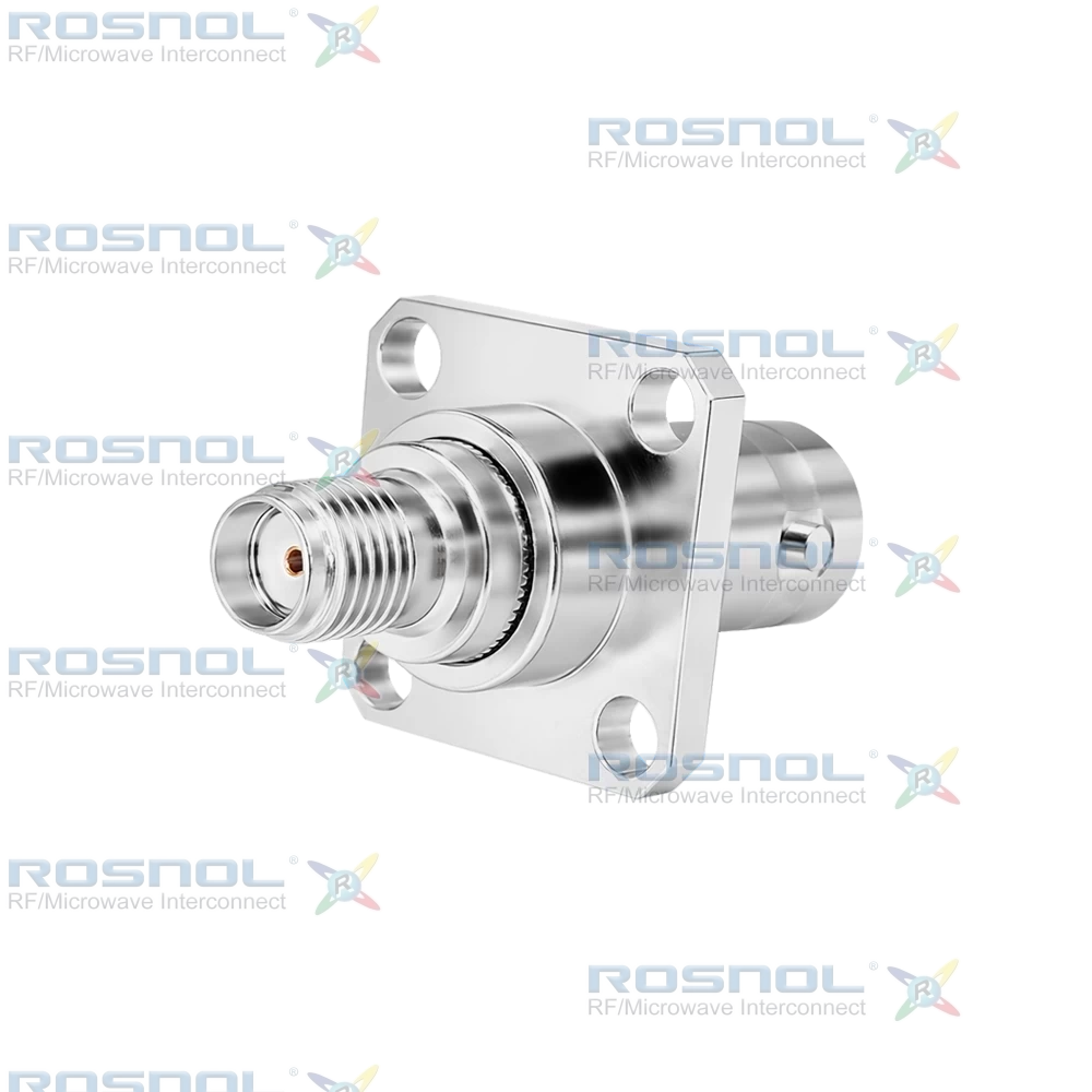 SMA Jack (Female) to BNC Jack (Female)  4 Hole Panel Adapter, DC-4GHz VSWR1.20