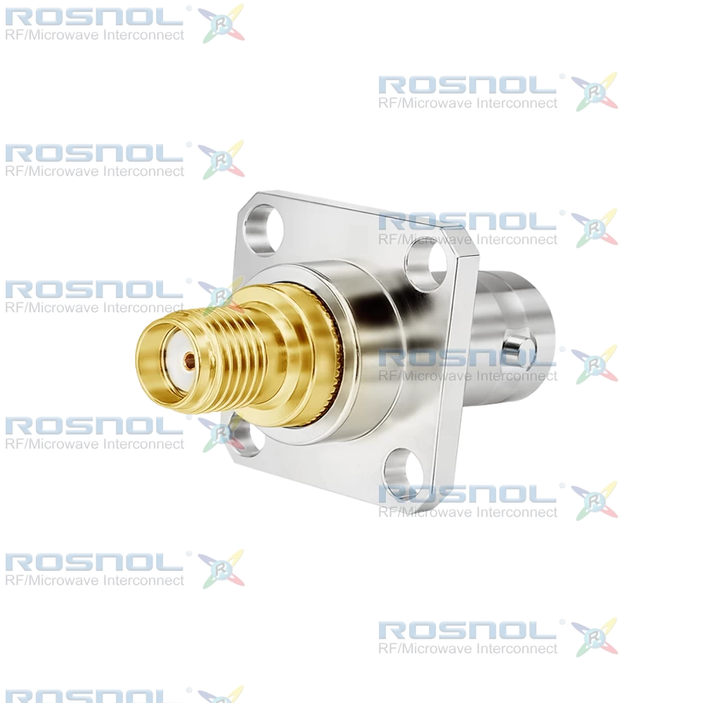 SMA Jack (Female) to BNC Jack (Female) 4 Hole Panel Adapter, DC-4GHz VSWR1.20