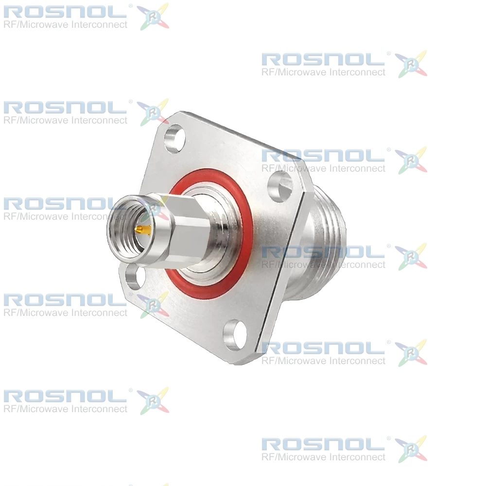SMA Plug (Male) to N Jack (Female) 4 Hole Flange Adapter, DC-11GHz VSWR 1.15