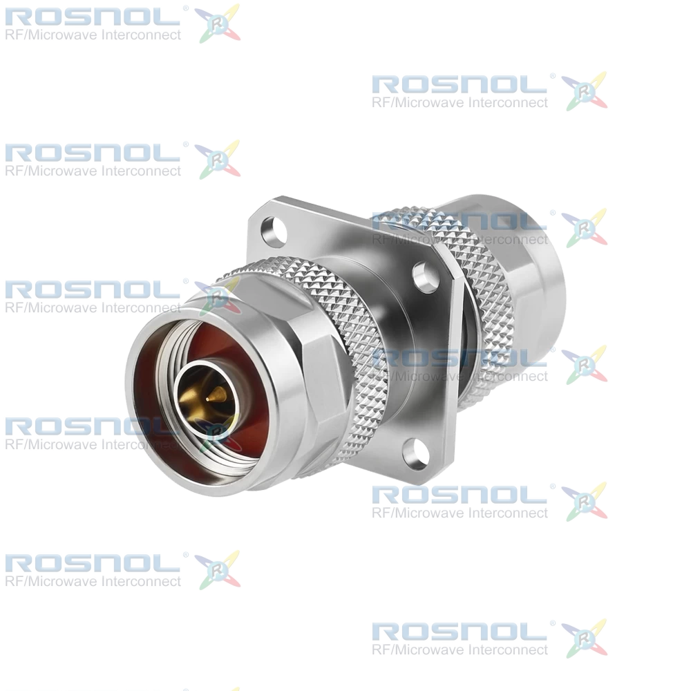 N Plug (Male) to N Plug (Male) Panel 4 Hole Flange Mount Adatper, DC-11GHz VSWR 1.20