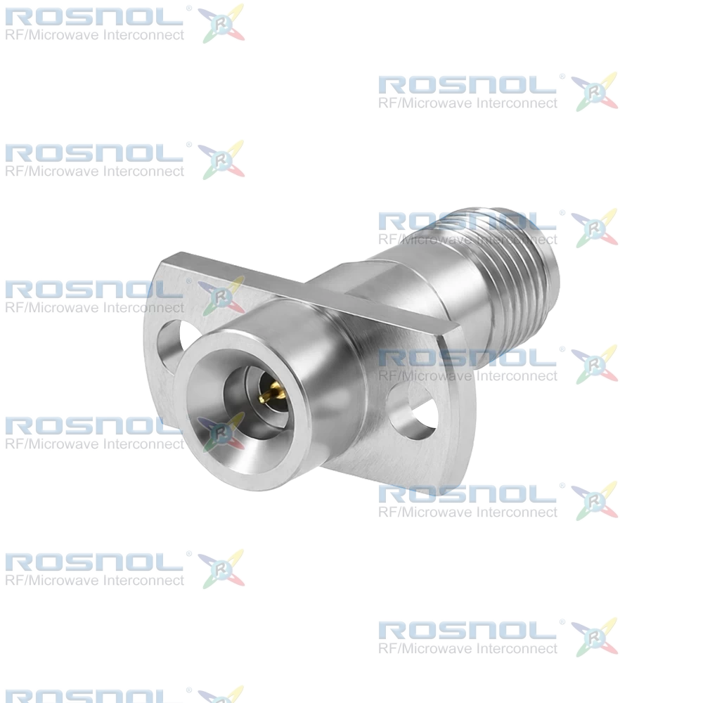 SMP Catchers mitt Plug (Male) to Precision SMA Jack (Female) 2-Hole Flange Mount Adapter, DC-27GHz VSWR 1.2