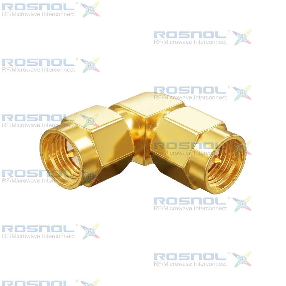 SMA Plug (Male) to SMA Plug (Male) Right-Angle Adapter, DC-18GHz VSWR 1.15