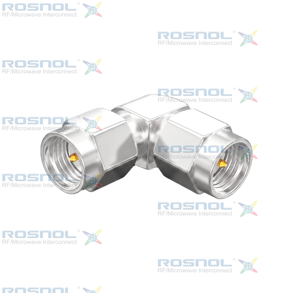 SMA Plug (Male) to SMA Plug (Male) Right-Angle Adapter, DC-18GHz VSWR 1.15