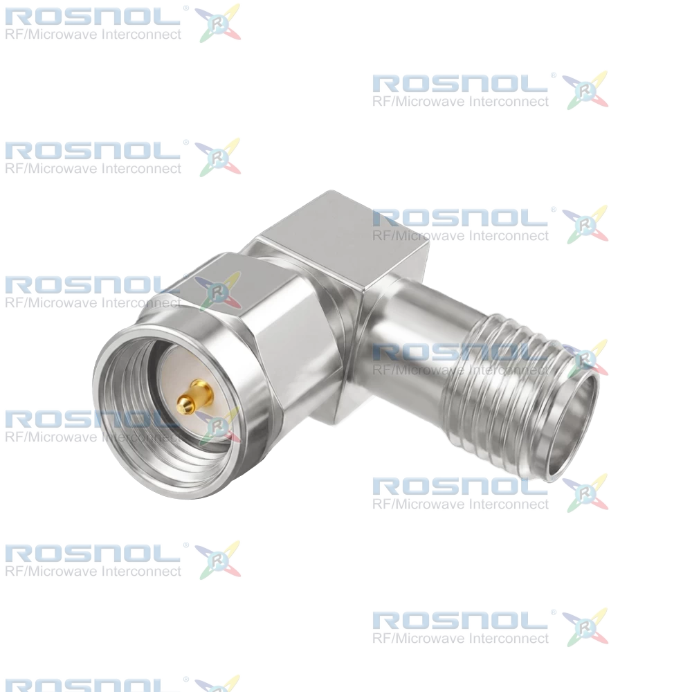 SMA Plug (Male) to SMA Jack (Female) Right-Angle Adapter, DC-18GHz VSWR 1.25