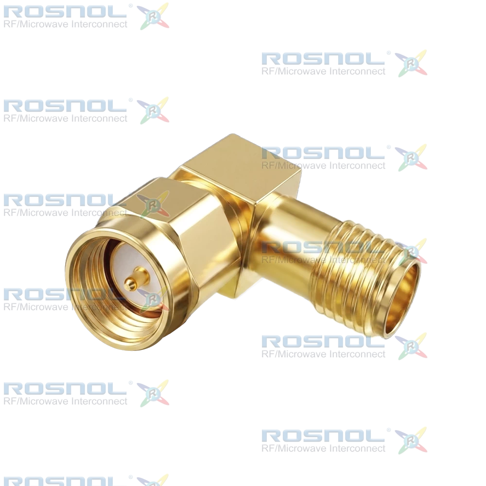 SMA Plug (Male) to SMA Jack (Female) Right-Angle Adapter, DC-18GHz VSWR 1.25