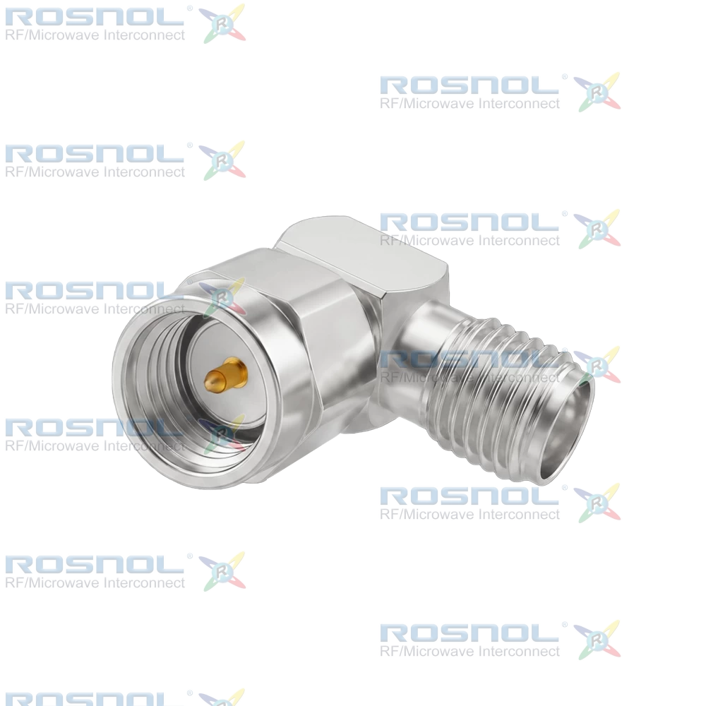 SMA Plug (Male) to SMA Jack (Female) Right-Angle Adapter, DC-18GHz VSWR 1.15