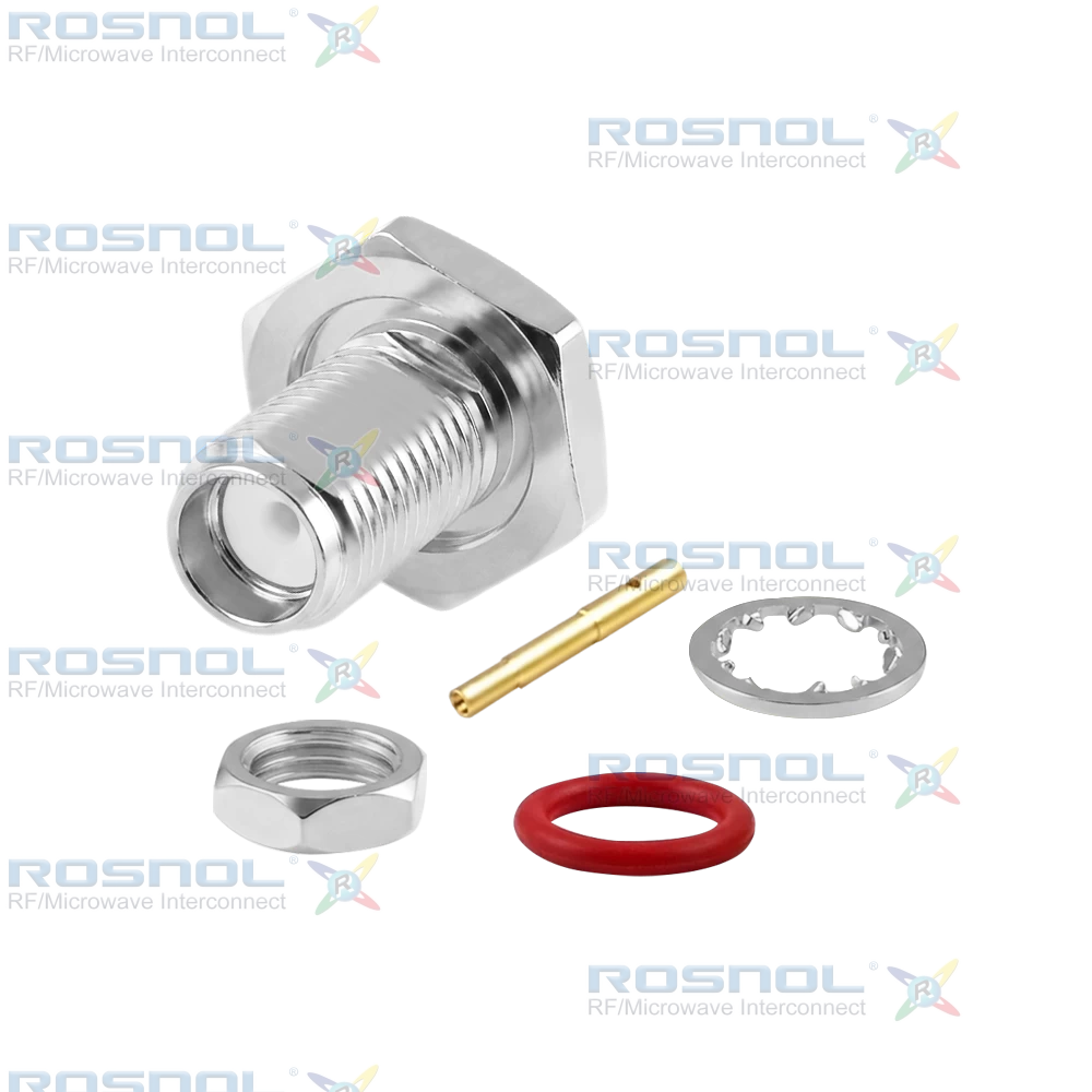 SMA Jack (Female) Bulkhead Cable Connector for RSR-047, RSF-047, RSF-047-FEP, UT-47, BELDEN 1674, 0.047 flexible cable types, DC-18GHz VSWR1.25