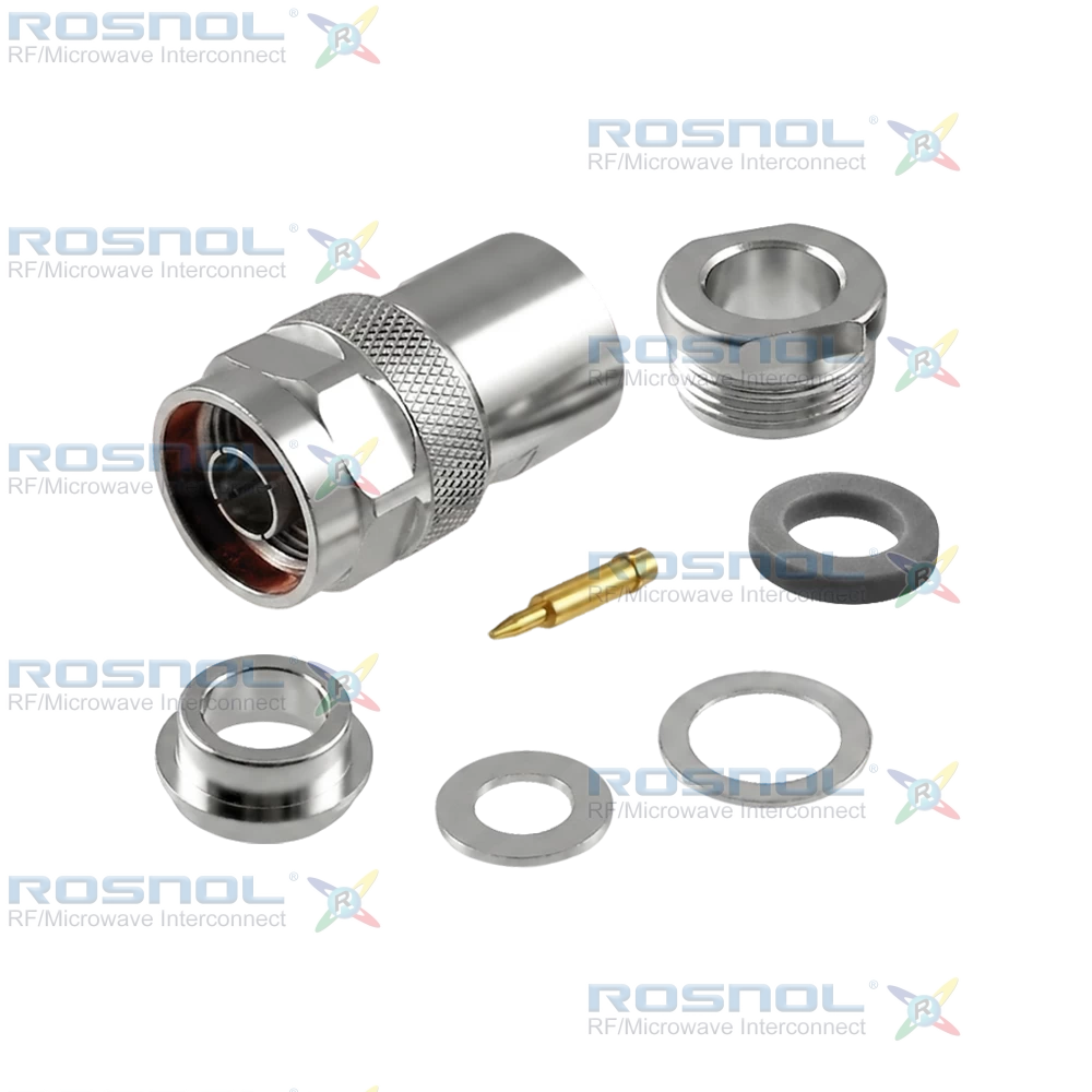 N Plug (Male) Straight Cable Connector for RG-214, RG-213, C- 6 GHz VSWR 1.30