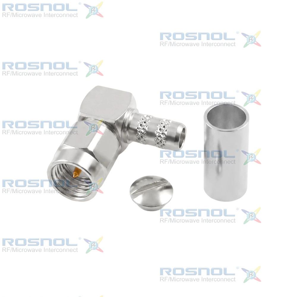 SMA Male R/A Connector for RG 58, 3GHz